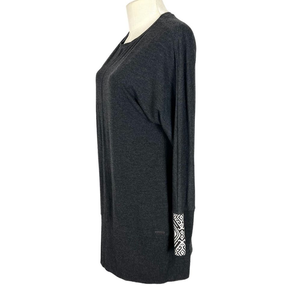 Life is Good tribal motif cuff tunic top sweatshirt dress‎ size XS gray sweater - Picture 2 of 7